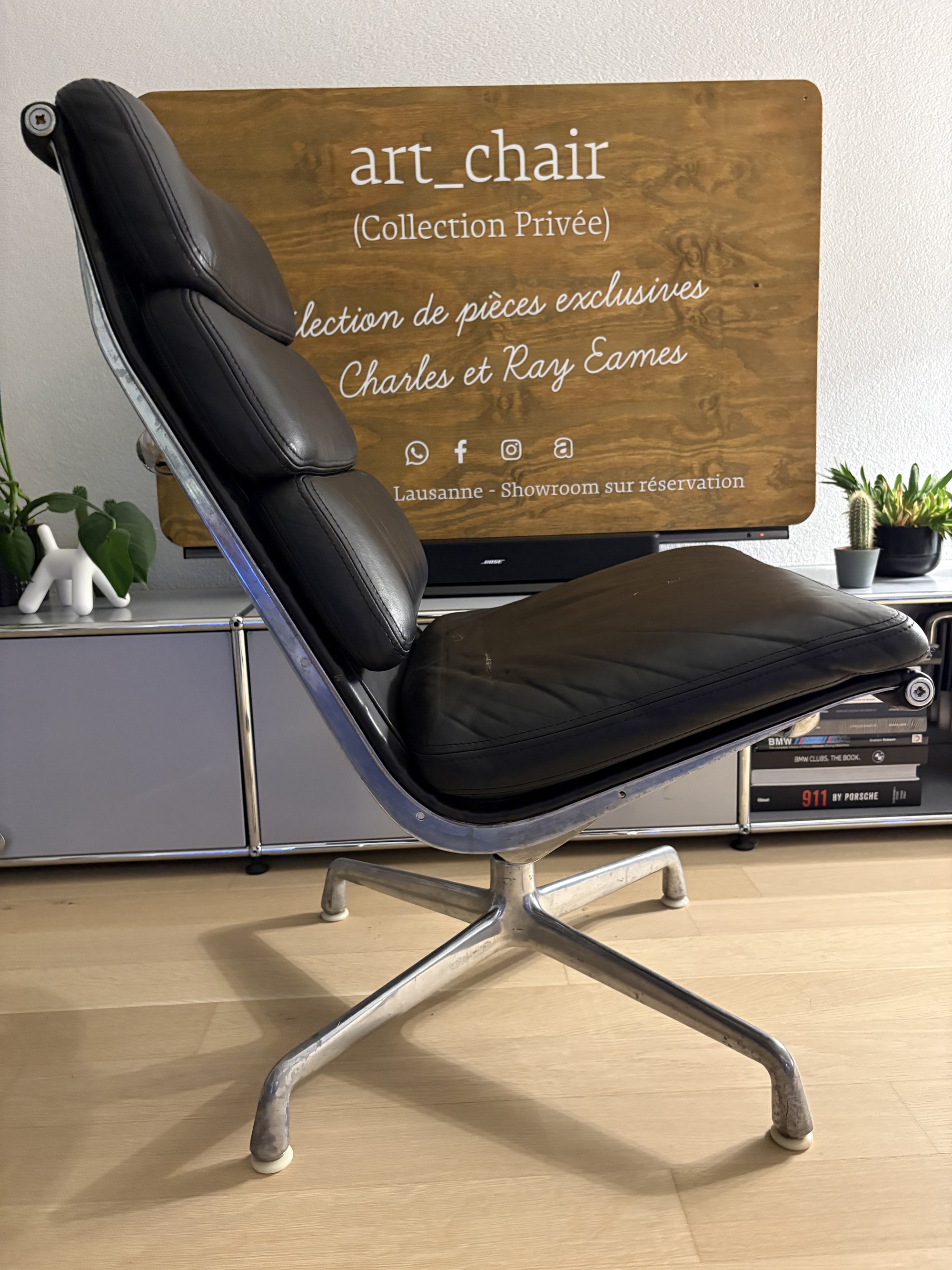 Eames Soft Pad Visiteur — Cuir Noir — vue 4